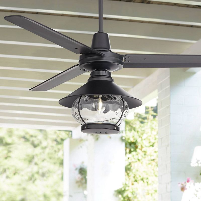 52" Casa Vieja Industrial Indoor Outdoor Ceiling Fan with Light LED Remote Matte Black Damp Rated for Patio Exterior House Porch, 2 of 10