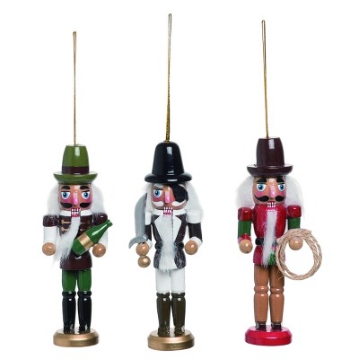 Transpac Wood 5 in. Multicolor Christmas Pirate Nutcracker Ornament Set of 3