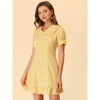 INSPIRE CHIC Women's Plaid Gingham Puff Sleeve Ruffle Peter Pan Collar Vintage Dress - 2 of 4