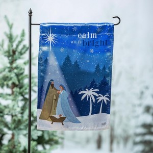 Evergreen All is Calm Nativity Lustre Garden Flag 12 x 18 Inches Indoor Outdoor Decor - 1 of 4