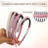 Unique Bargains Women's Teeth Comb Floral Pattern Headbands  Set Red Pink 4 Pcs - 4 of 4
