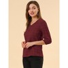 INSPIRE CHIC Women's V Neck 3/4 Sleeves Ligthweight Check Plaid Blouses - 4 of 4