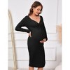 Clearlove Maternity Dress Tie Front Ruched Slim Fit Dress Pregnancy Dresses - 2 of 4