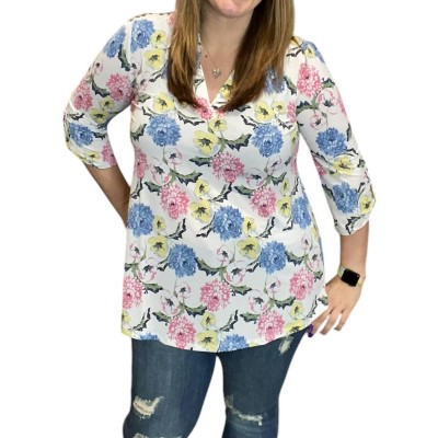 Women's Floral Pastel Gabby Tunic Top - honeyme