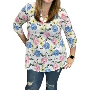 Women's Floral Pastel Gabby Tunic Top - honeyme - 1 of 2