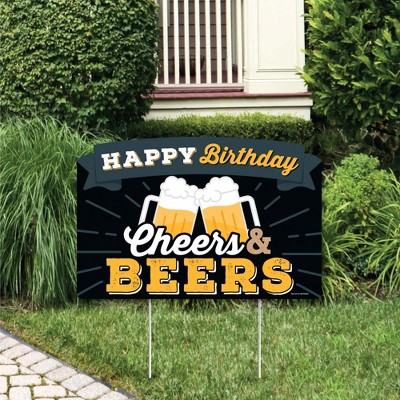 Big Dot of Happiness Cheers and Beers Happy Birthday - Birthday Party Yard Sign Lawn Decorations - Happy Birthday Party Yardy Sign