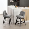 Beautyolove 26 in. Grey Fabric Upholstered Counter Height Bar Stool Swivel Counter Stool with Solid Wood Frame (Set of 2) - 3 of 4