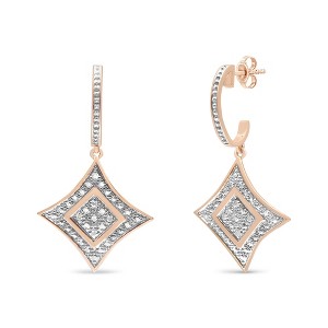Haus of Brilliance 14K Rose Gold Plated Silver Round-Cut Diamond Accent Dangle Rhombus Earrings - 1 of 4
