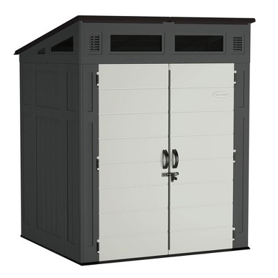 Suncast 6' x 5' Modernist Storage Shed, All-Weather Outdoor Backyard Unit, Gray