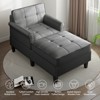 Mjkone Chaise Lounge Sofa Couch,Linen Chaise Sofa Bed Bench with Tufted Back, Mid-Century Sleeper Sofa Chair Bed for Small Place - 3 of 4