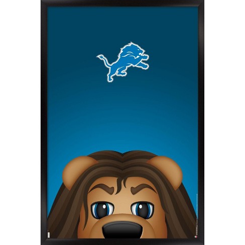 Trends International NFL Detroit Lions - Retro Logo 14 Framed Wall Poster  Prints Black Framed Version 22.375 x 34