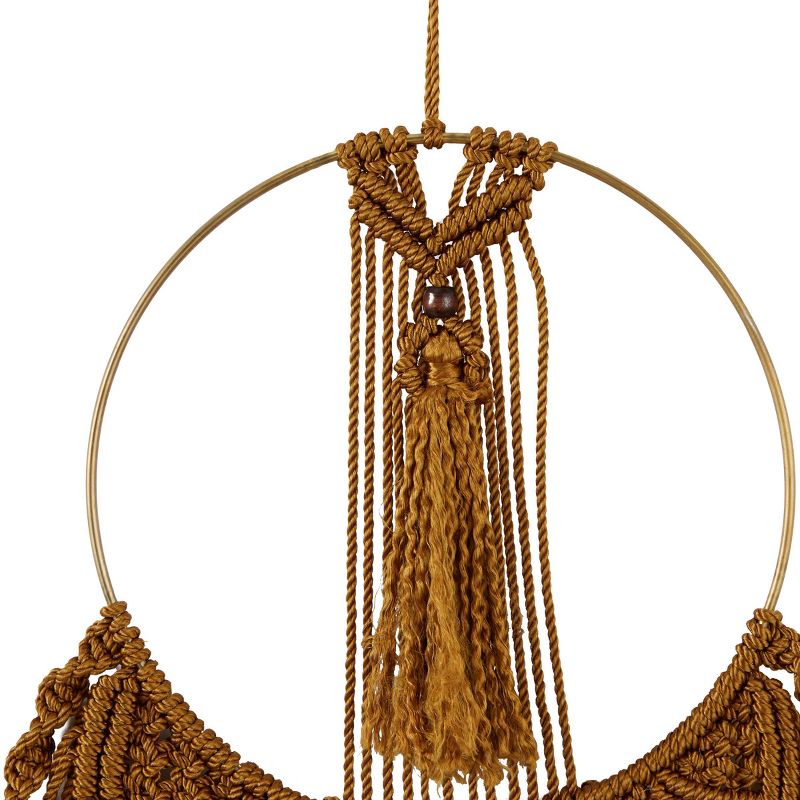 Fabric Macrame Intricately Weaved Wall Decor with Beaded Fringe Tassels Brown - Olivia &#38; May, 5 of 11