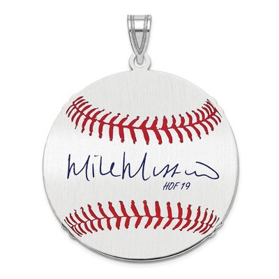 Black Bow Jewelry Sterling Silver Mie Mussina Signature LG Enamel Baseball Pendant