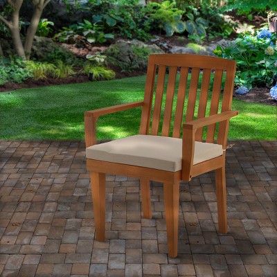 Eucalyptus Wood Dining Armchair with Beige Cushion
