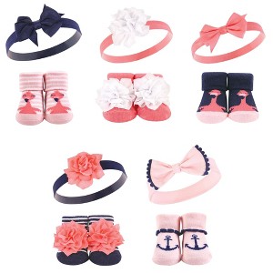 Hudson Baby Girl Headband and Socks Giftset, Flamingo, One Size - 1 of 4