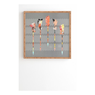 12" x 12" Iveta Abolina Pastel Feathers Framed Wall Art Gray - Deny Designs