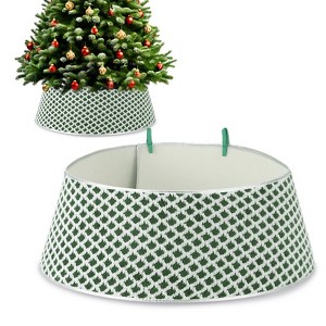 Christmas Tree Collar, Christmas Decorations 33.5 Inch - Diamond Pattern Tree Skirt with 2 Clips, Stand Base Cover - 1 of 4