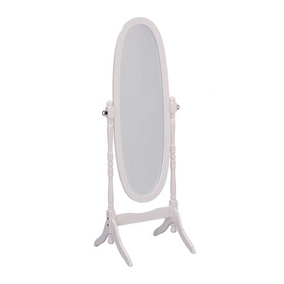 Vynxaria 59.25" Tall Oval Standing Wooden Floor Mirror with White Finish ¨C Adjustable & Stylish