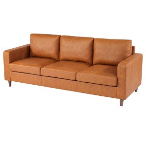 83" Leather Couch for Living Room, Modern Sofa Couches with Padded Backrest, Upholstered Sofa with Armrests and Comfy Cushions - 1 of 4