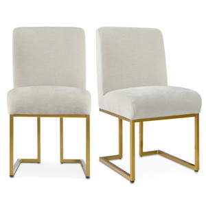 Set of 2 Mason Modern Dining Chairs With Gold Metal Sled Base Upholstered Fabric Dining Chairs-Maison Boucle - 1 of 4