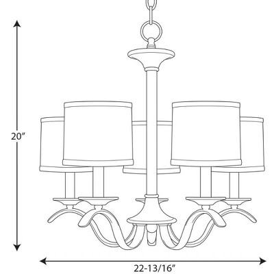 Brushed Nickel 5-Light Chandelier with Off-White Drum Shades