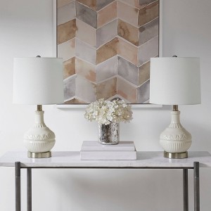 510 Design 20.5" Gypsy Embossed Boho Table Lamp: Ceramic Base, Drum Shade, LED Included - 1 of 4
