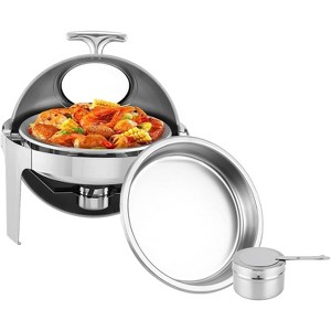 Roll Top Chafing Dish Buffet Set, 6 QT Stainless Steel Chafer Buffet with Visible Lid, Food Warmers Set for Wedding, Party, Banquet, Catering Events - 1 of 4