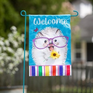 Evergreen Hedgehog Pal Garden Linen Flag 12.5 x 18 Inches Indoor Outdoor Decor - 1 of 4