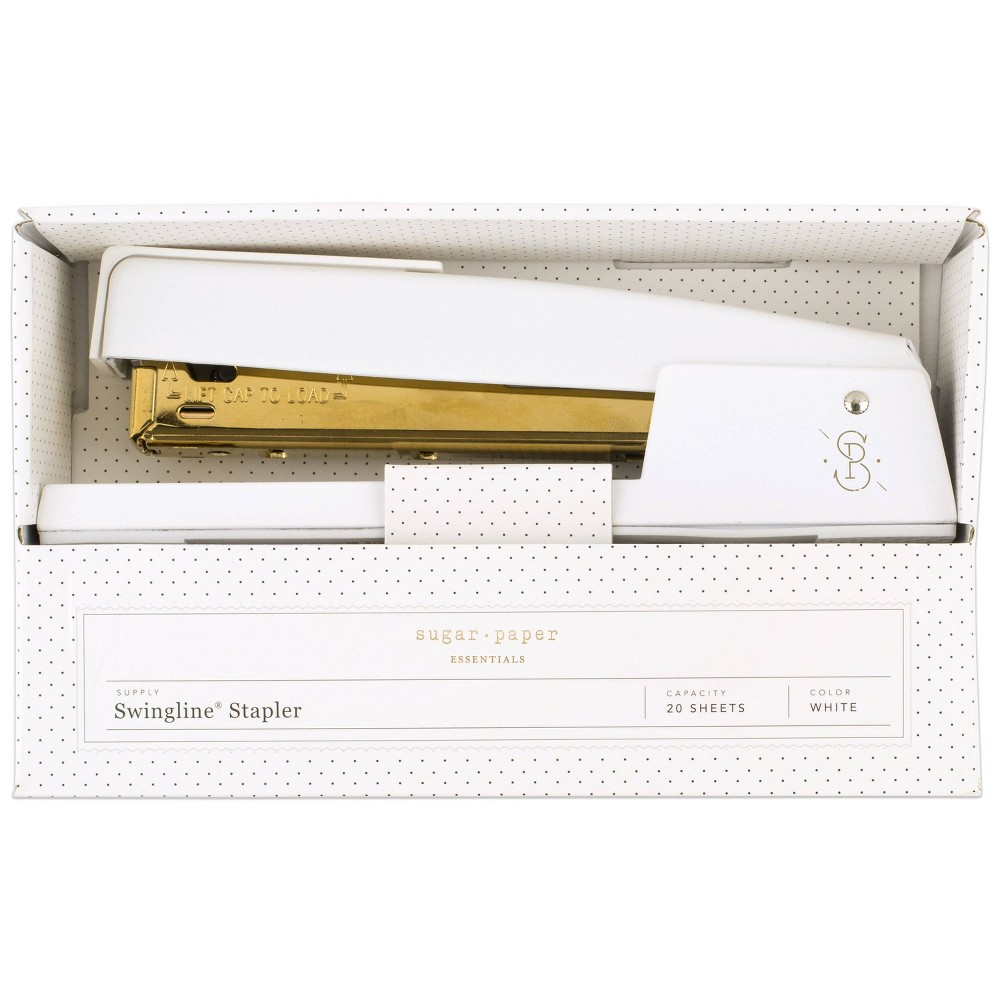 Photos - Stapler 20 Sheet Capacity  White/Gold - Sugar Paper Essentials