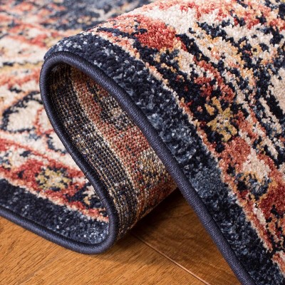 Charleston Heirloom Navy/Ivory Synthetic 5'3" x 7'6" Area Rug