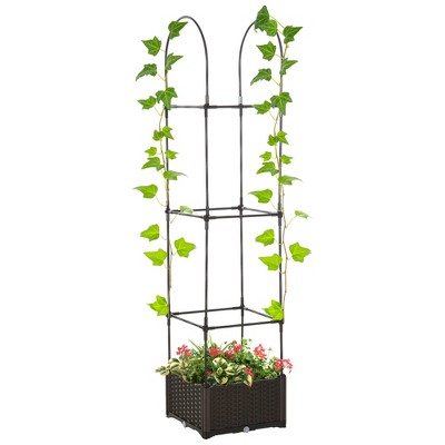 6' Black Steel Raised Garden Bed Planter with Trellis
