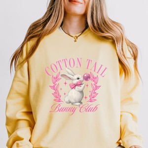 Cotton Tail Bunny Club Bubblegum - Women's Lightweight Garment Dyed Sweatshirt - 1 of 4