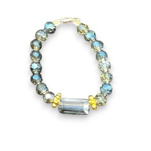 Michelle Marie Boutique's Beaded Stretch Rings with Rectangle Crystal | Elegant & Minimalist Handmade Jewelry - 1 of 4
