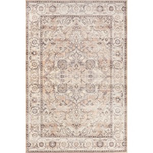Nuloom Green Haven Collection Mylah Recycled Cotton Pet Friendly Machine Washable Area Rug, 4' x 6', Beige - 1 of 4