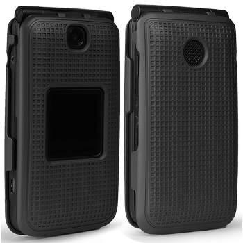 Nakedcellphone Case for Alcatel Go Flip V Flip Phone (2019) - Hard Shell Cover with Grid Texture