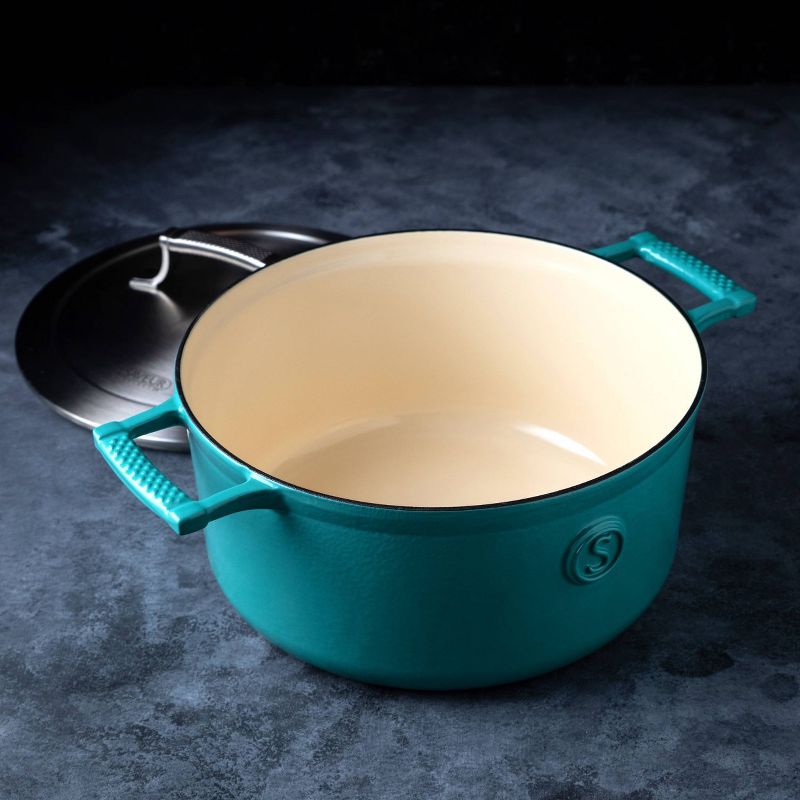 Saveur Selects Voyage Series 5qt Enameled Cast Iron Casserole with Stainless Steel Lid, 4 of 6