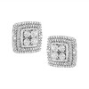 Haus of Brilliance Silver Diamond Accented Square Shaped Milgrain Stud Earrings - 4 of 4