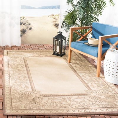 Natural Chocolate Baroque Print Indoor/Outdoor Area Rug