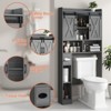 Over The Toilet Storage Cabinet with Sliding Door & Toilet Paper Holder Stand - 3 of 4