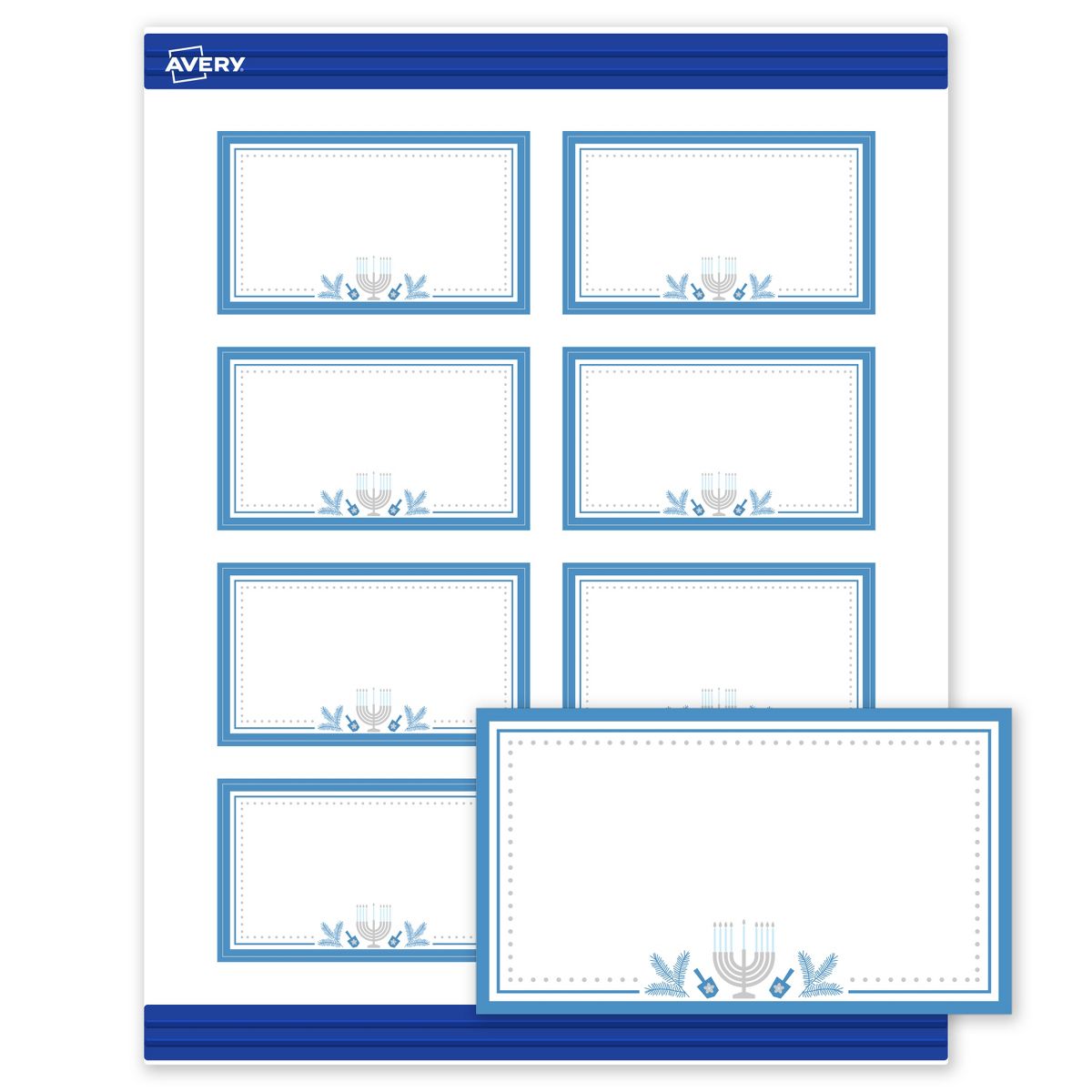 Avery® Business Cards, Matte, Silver Menorah Frame, 160