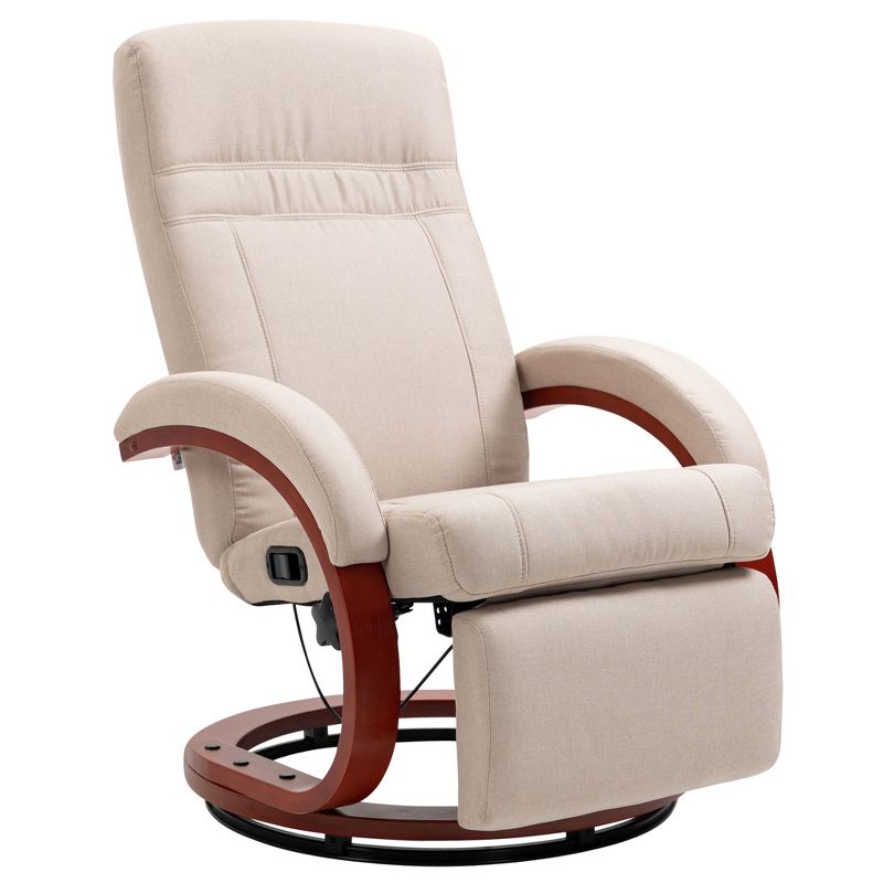 HOMCOM Manual Recliner Chair, Adjustable Swivel Recliner with Footrest, Padded Arms and Wood Base for Living Room, 1 of 7