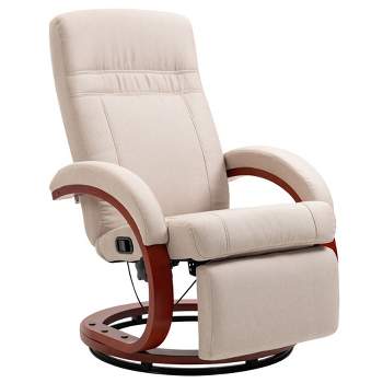 HOMCOM Manual Recliner Chair, Adjustable Swivel Recliner with Footrest, Padded Arms and Wood Base for Living Room