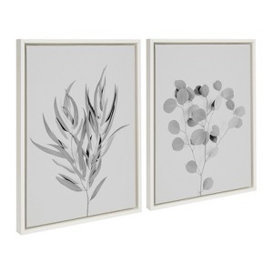 Kate and Laurel Sylvie Neutral Botanical 1 and 2 Soft White Framed Canvas by The Creative Bunch Studio, 2 Piece 18x24, White - 1 of 4