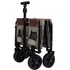 CAVINAS All-in-One Expandable Folding Wagon Cart with Bench Seat, Storage Compartment & Included Dog Tether, All Terrain Beach Wagons - 2 of 4