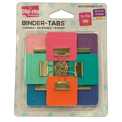 Clip-Rite Binder Tabs, Assorted Gold Plated, Pack of 8 (Case of 10)