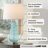 360 Lighting Dylan Modern Coastal Table Lamps 27 1/2" Tall Set of 2 Blue Textured Diamond Glass White Fabric Drum Shade for Bedroom Living Room House - 3 of 4