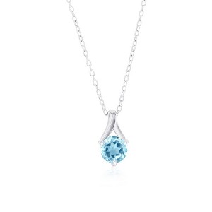 Simona Sterling Silver 6mm Round Gemstone Necklace - Blue Topaz - Blue - 16+2 Inch - 1 of 2
