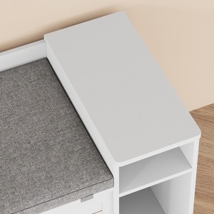 Cat Litter Box Enclosures with Top Opening with Cushion, Litter Box Furniture Hidden, Wooden Cat Washroom Indoor - 1 of 4