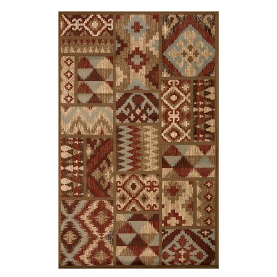 Farmhouse Color Block Rustic Power-Loomed Living Room Bedroom Entryway Indoor Area Rug or Runner by Blue Nile Mills
