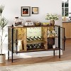 Industrial Coffee Bar Cabinet with Power Outlets, Wood Liquor Cabinet with Door - 2 of 4